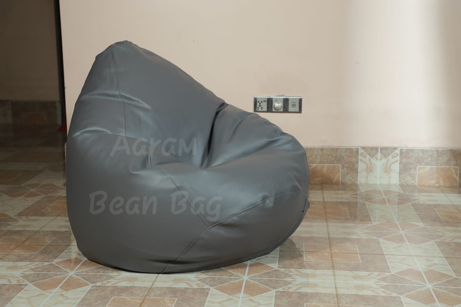Faux Leather XxxL Pear Shape Single Bean Bag - Ash