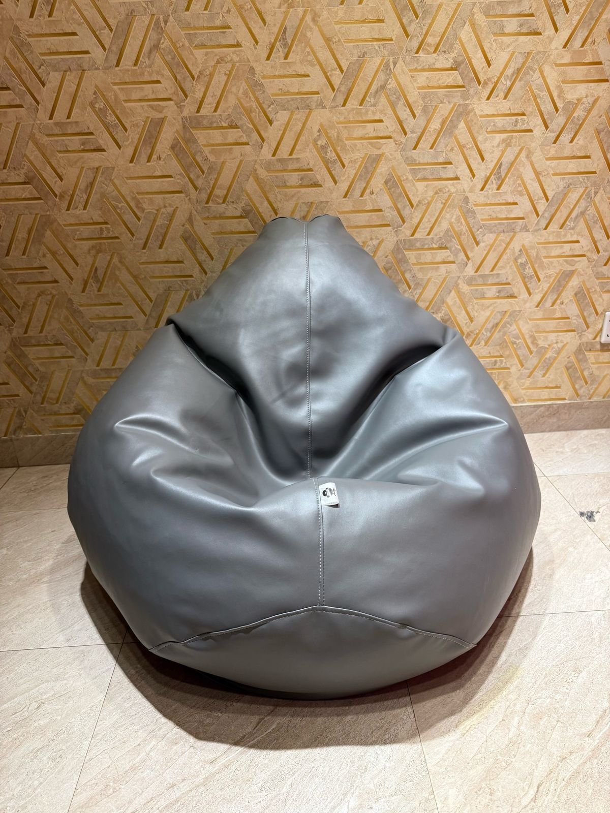 Faux Leather Xxl Pear Shape Single Bean Bag -Ash