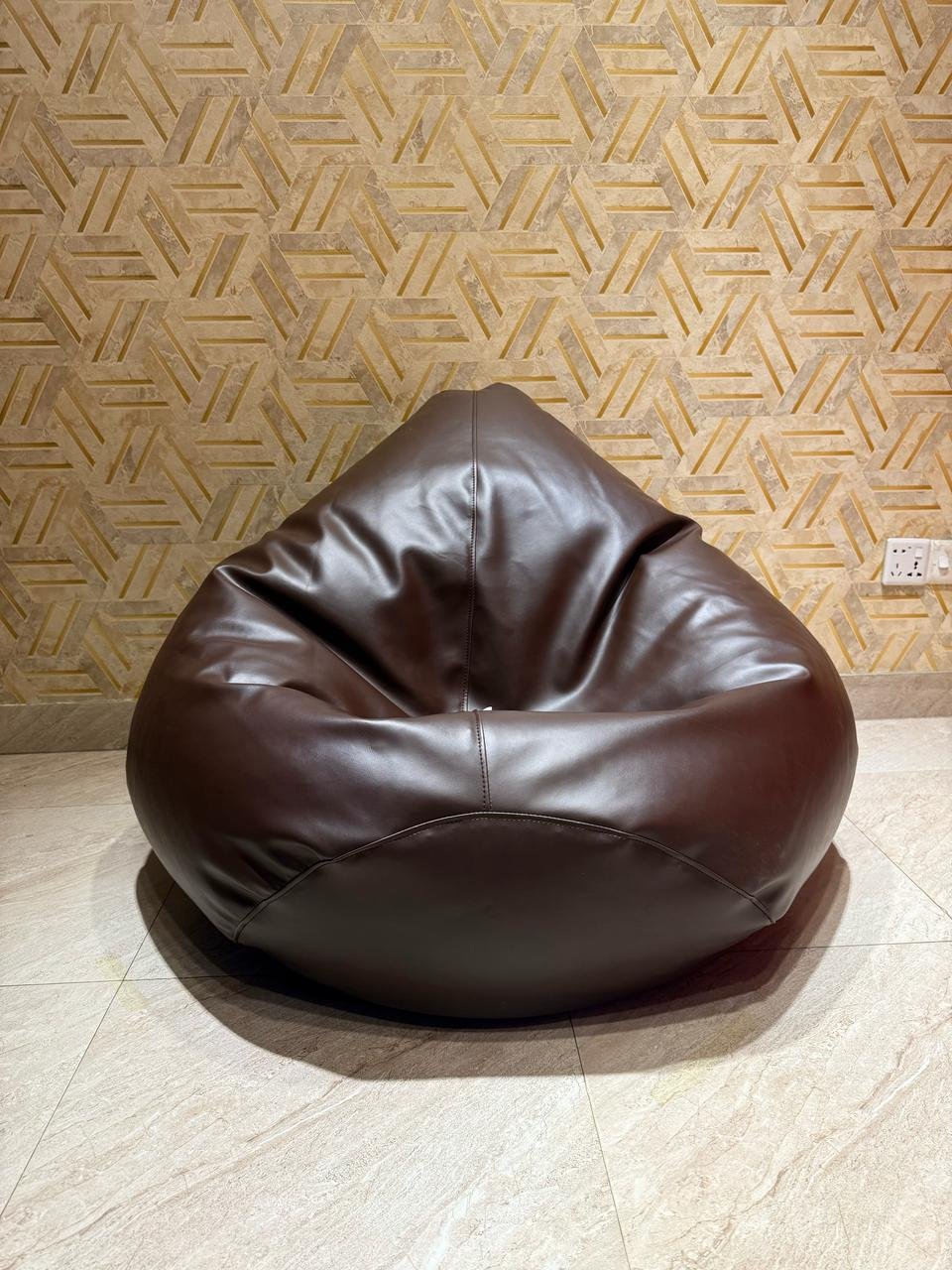 Faux Leather Xxl Pear Shape Single Bean Bag - Brown